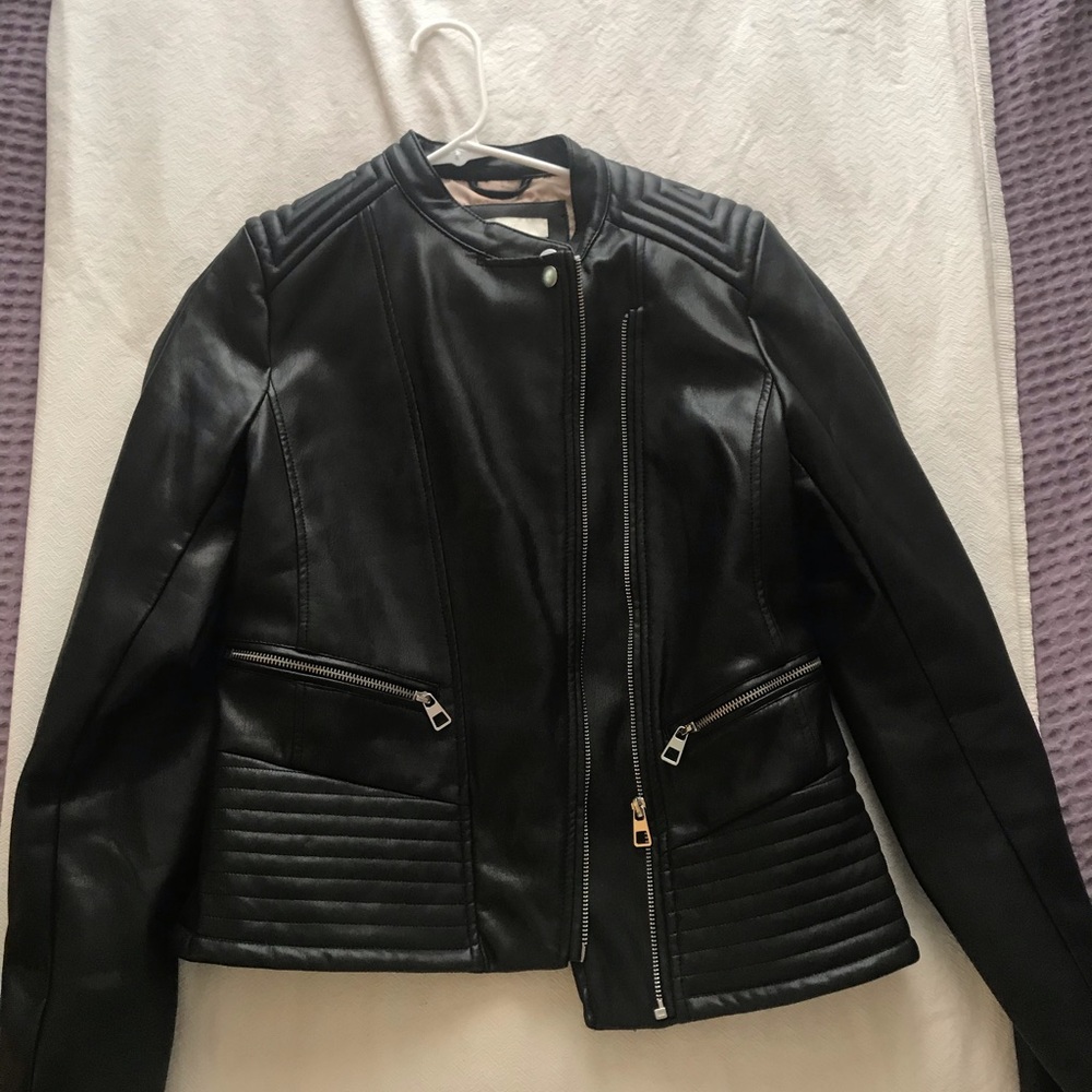 H&M black faux leather jacket